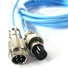 Custom 11FT 3.3Meter Colorful Nylon Braided Spring Metal GX16 Aviator USB C Cable Coiled KeyBoard Cable For Mechanical Keyboard