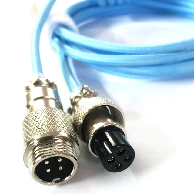 Custom 11FT 3.3Meter Colorful Nylon Braided Spring Metal GX16 Aviator USB C Cable Coiled KeyBoard Cable For Mechanical Keyboard