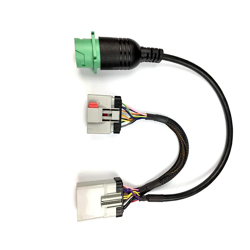 Custom 14 Way RP1226 RP-1226 14pin Male to Female to Type 2 Green J1939 Female Adapter Splitter Y Cable for Vehicles