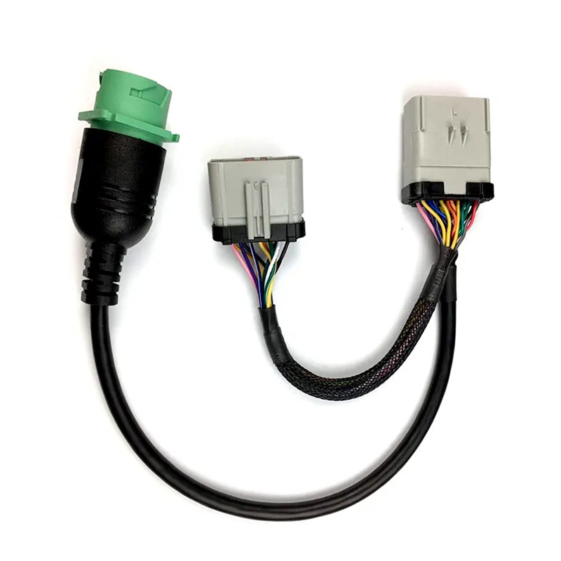 Custom 14 Way RP1226 RP-1226 14pin Male to Female to Type 2 Green J1939 Female Adapter Splitter Y Cable for Vehicles