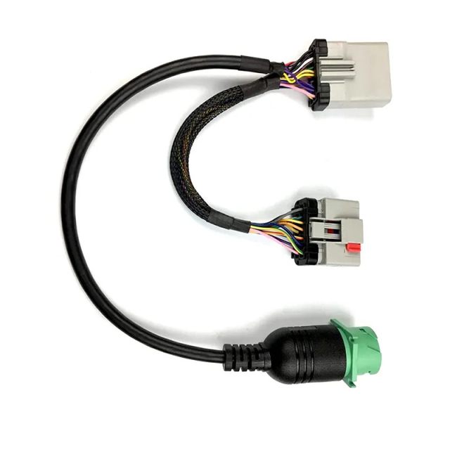 Custom 14 Way RP1226 RP-1226 14pin Male to Female to Type 2 Green J1939 Female Adapter Splitter Y Cable for Vehicles