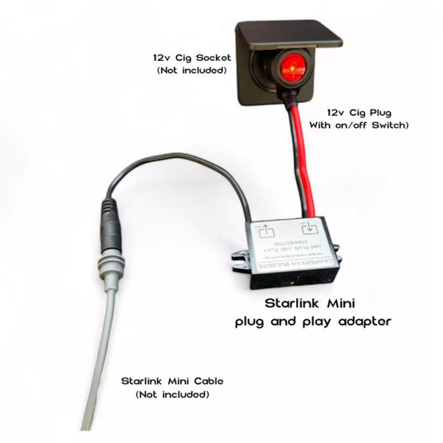 Replacement for Starlink Mini 12V Car Cigar Cigarette Lighter Socket to 30V 3.5A Power Supply Kit