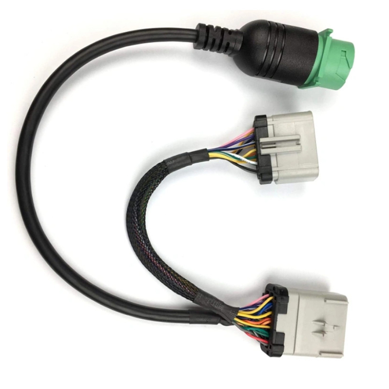 Custom 14 Way RP1226 RP-1226 14pin Male to Female to Type 2 Green J1939 Female Adapter Splitter Y Cable for Vehicles