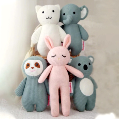 KingKong Toys Custom 18'' Plush Pink Cute Bunny Knitted Animal Family,KingKong Toys