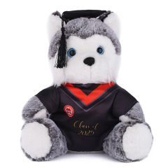 KingKong Toys Custom 12'' Plush Husky With Graduation Cap,KingKong Toys