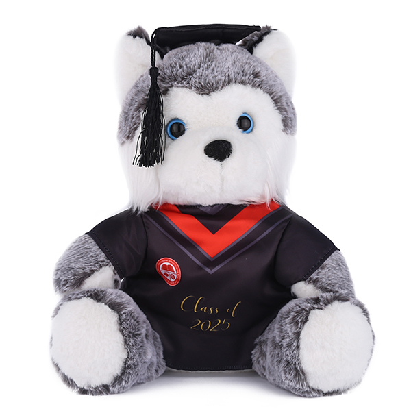 KingKong Toys Custom 12'' Plush Husky With Graduation Cap