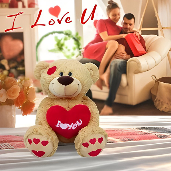 KingKong 14'' Plush Teddy Bear With Red Heart Pillow Gift for Girlfriend