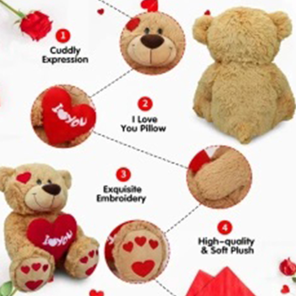 I Love You Collection Teddy Bear 14 inch Plush Bear with Red Heart Pillow Stuffed Animal Plushie Toys Gift for Girlfriend,KingKong Toys