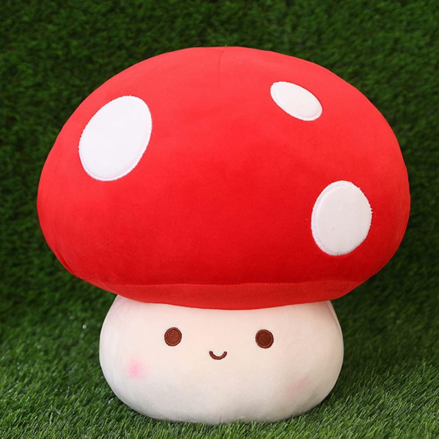 12 Inch Red Mushroom Plushies Squishy Pillow Cute Stuffed Animals Kawaii Plush Toys Throw Pillow Decoration Gift for Girls Boys,KingKong Toys