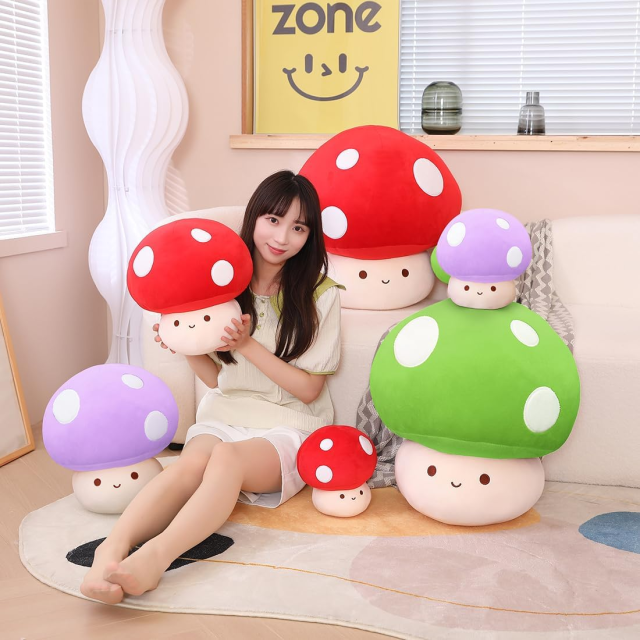 12 Inch Red Mushroom Plushies Squishy Pillow Cute Stuffed Animals Kawaii Plush Toys Throw Pillow Decoration Gift for Girls Boys,KingKong Toys