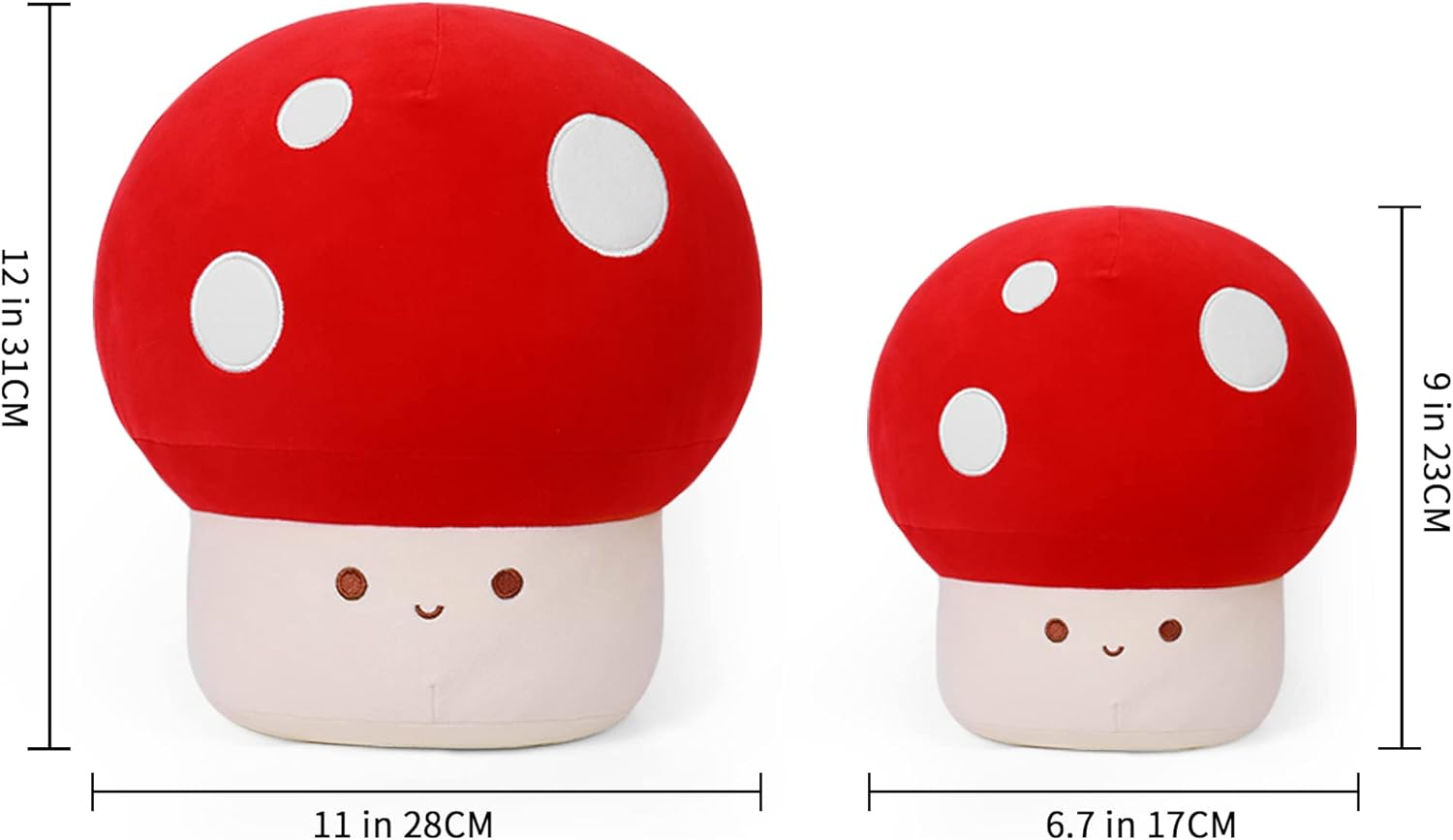 12 Inch Red Mushroom Plushies Squishy Pillow Cute Stuffed Animals Kawaii Plush Toys Throw Pillow Decoration Gift for Girls Boys,KingKong Toys