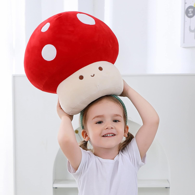 12 Inch Red Mushroom Plushies Squishy Pillow Cute Stuffed Animals Kawaii Plush Toys Throw Pillow Decoration Gift for Girls Boys,KingKong Toys