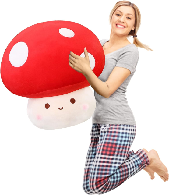 12 Inch Red Mushroom Plushies Squishy Pillow Cute Stuffed Animals Kawaii Plush Toys Throw Pillow Decoration Gift for Girls Boys,KingKong Toys
