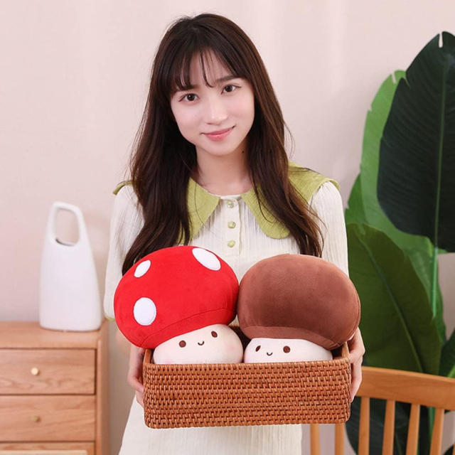 12 Inch Red Mushroom Plushies Squishy Pillow Cute Stuffed Animals Kawaii Plush Toys Throw Pillow Decoration Gift for Girls Boys,KingKong Toys