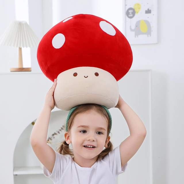 12 Inch Red Mushroom Plushies Squishy Pillow Cute Stuffed Animals Kawaii Plush Toys Throw Pillow Decoration Gift for Girls Boys,KingKong Toys