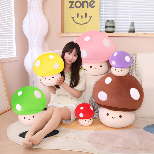 12 Inch Red Mushroom Plushies Squishy Pillow Cute Stuffed Animals Kawaii Plush Toys Throw Pillow Decoration Gift for Girls Boys,KingKong Toys