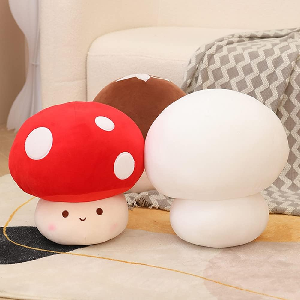 12 Inch Red Mushroom Plushies Squishy Pillow Cute Stuffed Animals Kawaii Plush Toys Throw Pillow Decoration Gift for Girls Boys,KingKong Toys