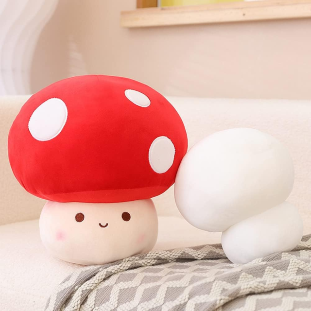 12 Inch Red Mushroom Plushies Squishy Pillow Cute Stuffed Animals Kawaii Plush Toys Throw Pillow Decoration Gift for Girls Boys,KingKong Toys