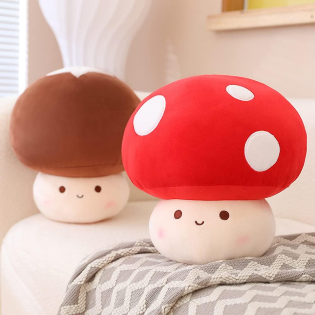 12 Inch Red Mushroom Plushies Squishy Pillow Cute Stuffed Animals Kawaii Plush Toys Throw Pillow Decoration Gift for Girls Boys,KingKong Toys