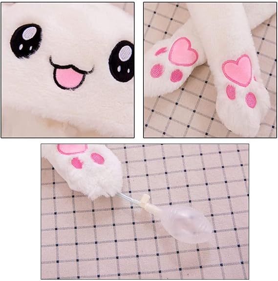 Kawaii Funny Plush Bunny Moving Jumping Rabbit Cute Unisex Animal Ear Flap Hat With LED Lights,KingKong Toys