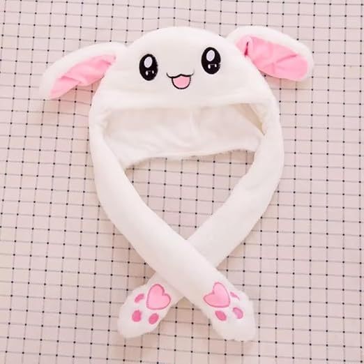 Kawaii Funny Plush Bunny Moving Jumping Rabbit Cute Unisex Animal Ear Flap Hat With LED Lights,KingKong Toys