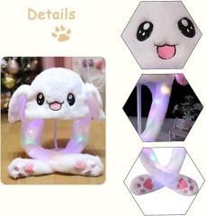 Kawaii Funny Plush Bunny Moving Jumping Rabbit Cute Unisex Animal Ear Flap Hat With LED Lights,KingKong Toys