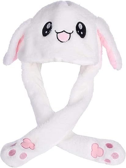 Kawaii Funny Plush Bunny Moving Jumping Rabbit Cute Unisex Animal Ear Flap Hat With LED Lights,KingKong Toys