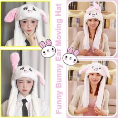 Kawaii Funny Plush Bunny Moving Jumping Rabbit Cute Unisex Animal Ear Flap Hat With LED Lights,KingKong Toys