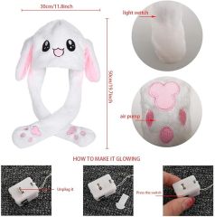Kawaii Funny Plush Bunny Moving Jumping Rabbit Cute Unisex Animal Ear Flap Hat With LED Lights,KingKong Toys