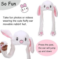 Kawaii Funny Plush Bunny Moving Jumping Rabbit Cute Unisex Animal Ear Flap Hat With LED Lights,KingKong Toys