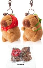 Cute Capybara Plush Keychain Realistic Capybara Stuffed Animals Plush Toy with Turtle Backpack Pendant for kids bag,KingKong Toys