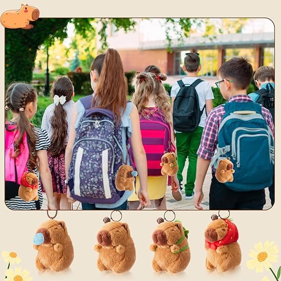 Cute Capybara Plush Keychain Realistic Capybara Stuffed Animals Plush Toy with Turtle Backpack Pendant for kids bag,KingKong Toys