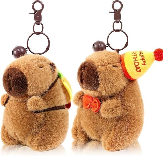 Cute Capybara Plush Keychain Realistic Capybara Stuffed Animals Plush Toy with Turtle Backpack Pendant for kids bag,KingKong Toys