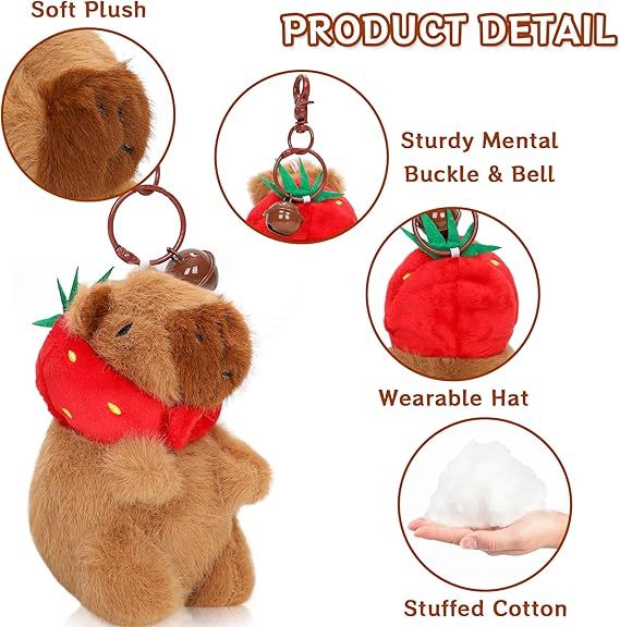 Cute Capybara Plush Keychain Realistic Capybara Stuffed Animals Plush Toy with Turtle Backpack Pendant for kids bag,KingKong Toys