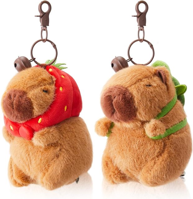 Cute Capybara Plush Keychain Realistic Capybara Stuffed Animals Plush Toy with Turtle Backpack Pendant for kids bag,KingKong Toys