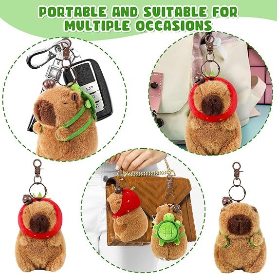 Cute Capybara Plush Keychain Realistic Capybara Stuffed Animals Plush Toy with Turtle Backpack Pendant for kids bag,KingKong Toys