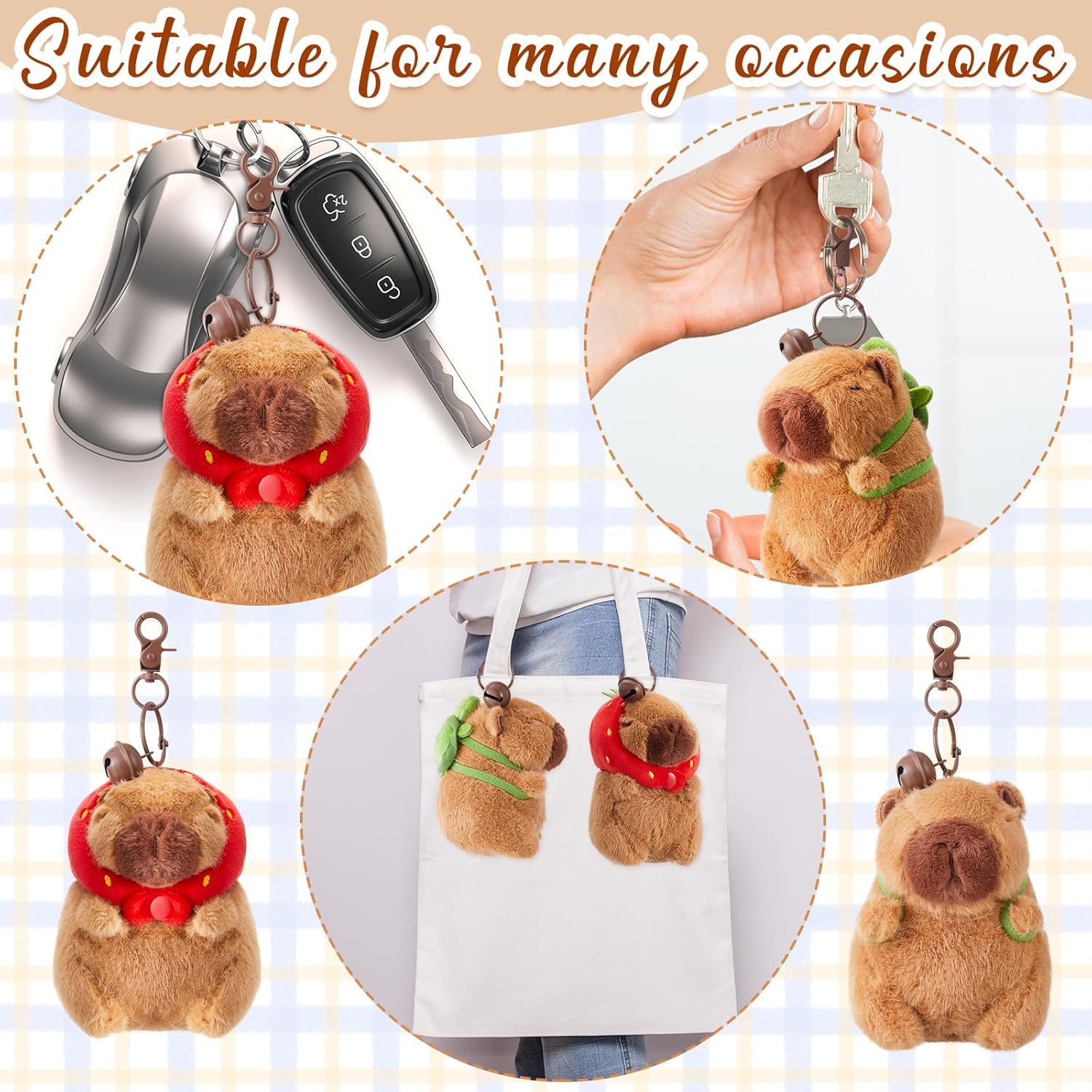 Cute Capybara Plush Keychain Realistic Capybara Stuffed Animals Plush Toy with Turtle Backpack Pendant for kids bag,KingKong Toys