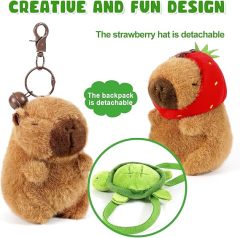 Cute Capybara Plush Keychain Realistic Capybara Stuffed Animals Plush Toy with Turtle Backpack Pendant for kids bag,KingKong Toys