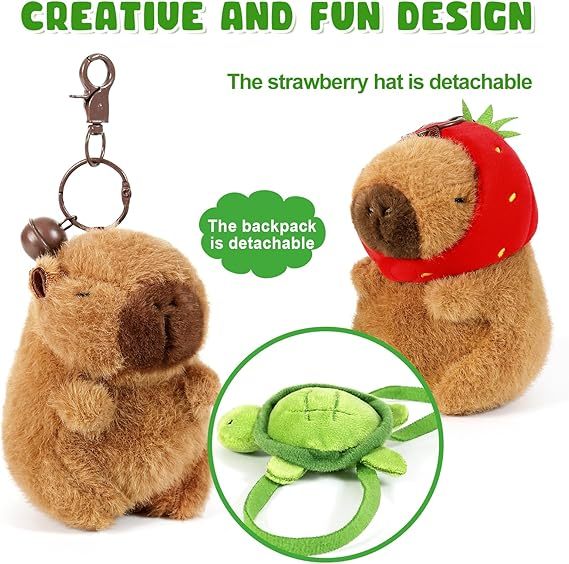 Cute Capybara Plush Keychain Realistic Capybara Stuffed Animals Plush Toy with Turtle Backpack Pendant for kids bag,KingKong Toys