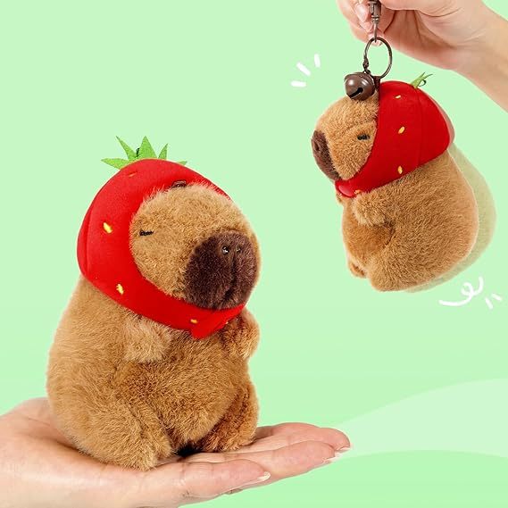 Cute Capybara Plush Keychain Realistic Capybara Stuffed Animals Plush Toy with Turtle Backpack Pendant for kids bag,KingKong Toys