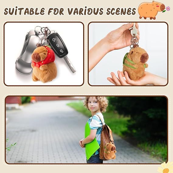 Cute Capybara Plush Keychain Realistic Capybara Stuffed Animals Plush Toy with Turtle Backpack Pendant for kids bag,KingKong Toys