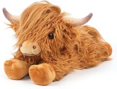 Highland Cow Stuffed Animals Microwavable Heating Pad Soft Fluffy Realistic Cow Plush Toy for Anxiety,KingKong Toys