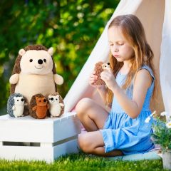 Hedgehog Stuffed Animal Large Mommy Hedgehog Plush Toys with 4 Baby Soft Cuddly Plushie Toy Sets for Birthday Gifts,KingKong Toys