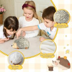 Hedgehog Stuffed Animal Large Mommy Hedgehog Plush Toys with 4 Baby Soft Cuddly Plushie Toy Sets for Birthday Gifts,KingKong Toys