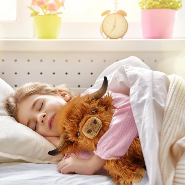 Highland Cow Stuffed Animals Microwavable Heating Pad Soft Fluffy Realistic Cow Plush Toy for Anxiety,KingKong Toys