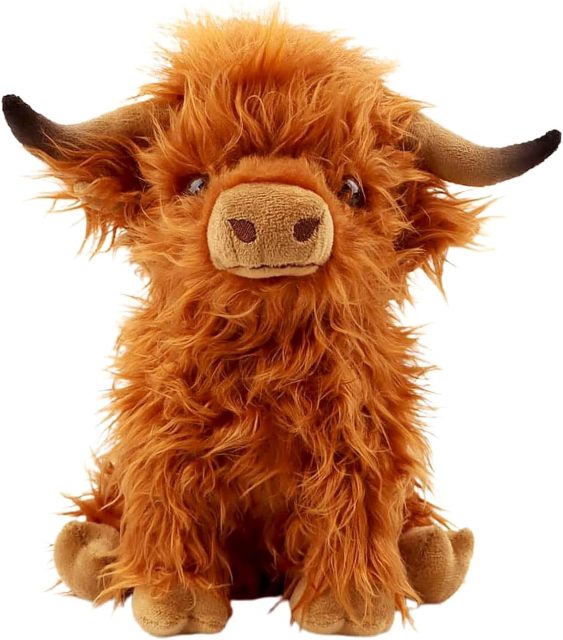 Highland Cow Stuffed Animals Microwavable Heating Pad Soft Fluffy Realistic Cow Plush Toy for Anxiety,KingKong Toys