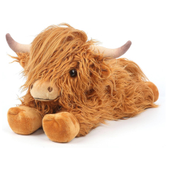 Highland Cow Stuffed Animals Microwavable Heating Pad Soft Fluffy Realistic Cow Plush Toy for Anxiety,KingKong Toys