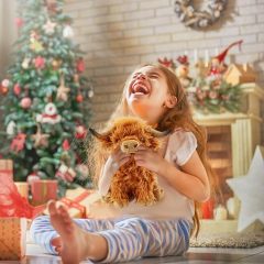 Highland Cow Stuffed Animals Microwavable Heating Pad Soft Fluffy Realistic Cow Plush Toy for Anxiety,KingKong Toys