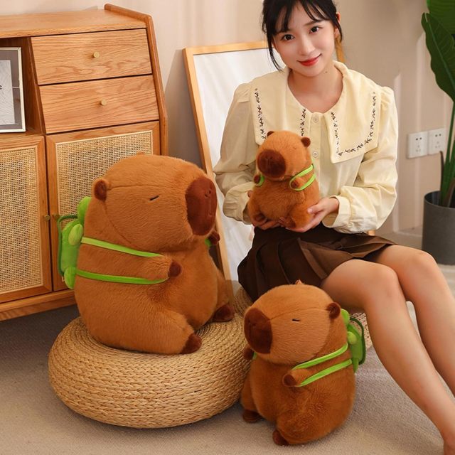 Capybara Stuffed Animals Toys Kawaii Rodents Plushie Toys With Turtle Backpack Cute Capybara Doll Gift for Kids and Home Decoration,KingKong Toys