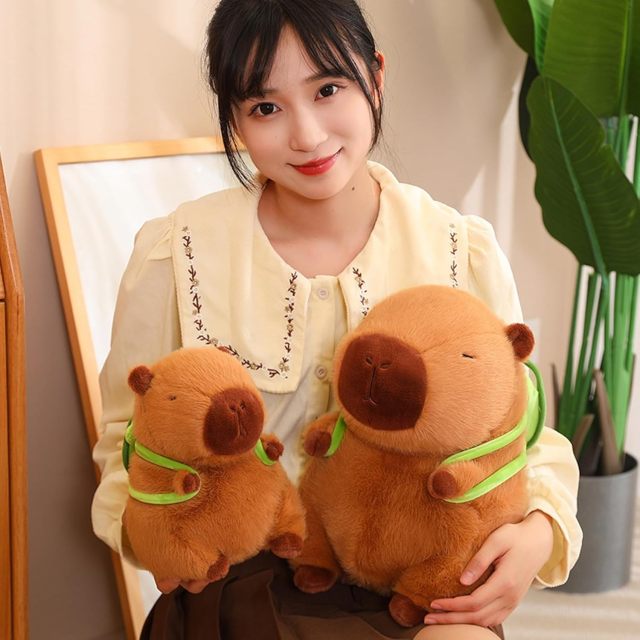 Capybara Stuffed Animals Toys Kawaii Rodents Plushie Toys With Turtle Backpack Cute Capybara Doll Gift for Kids and Home Decoration,KingKong Toys